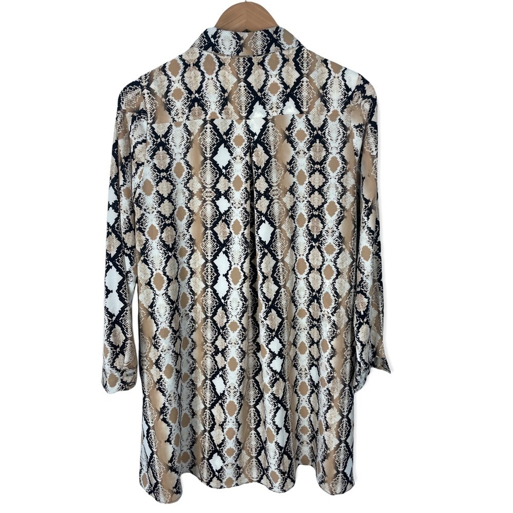 Three Eighty Two Mara Button Front Mini Dress In Python Reptile Size Small - Picture 5 of 16